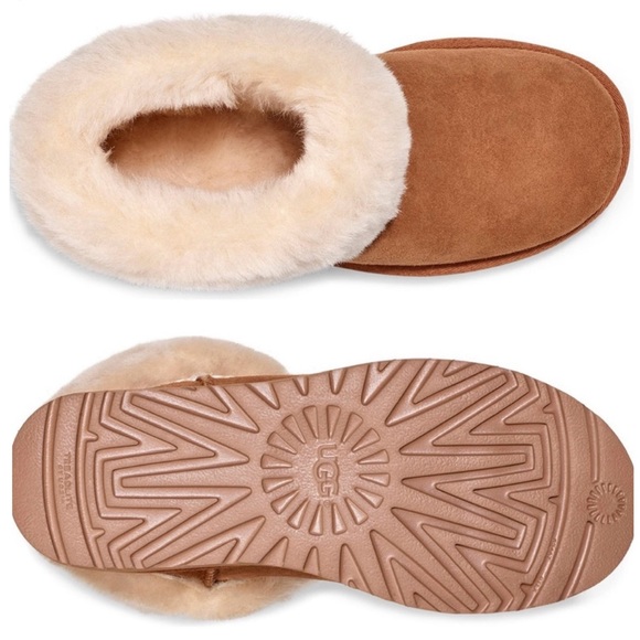Authentic UGG® Classic Boots Mini Fluff Suede Sheepskin Bootie Chestnut 6 - Picture 7 of 10